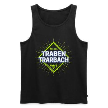 Traben-Trarbach an der Mosel mit Retro Weintrauben - Männer Premium Bio Tank Top - Schwarz - Vorne - AI Model Male 178 light (178cm)