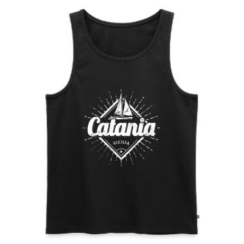 Catania Sizilien in Italien mit Retro Segelschiff - Männer Premium Bio Tank Top - Schwarz - Vorne - AI Model Male 178 light (178cm)