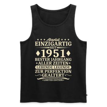 Geburtstag 1951 Jahrgang geboren Vintage - Männer Premium Bio Tank Top - Schwarz - Vorne - Michal (187cm)