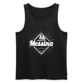 Messina Sizilien in Italien mit Retro Segelschiff - Männer Premium Bio Tank Top - Schwarz - Vorne - Michal (187cm)