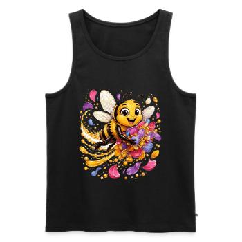 abeille, apiculteur, nid d’abeille, fleurs, insecte des prairies, - Débardeur bio Premium Homme - noir - Devant - Michal (187cm)