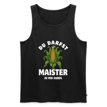 Du darfst Maister sagen | Maiskolben Wortspiel - Männer Premium Bio Tank Top - Schwarz - Vorne - Michal (187cm)