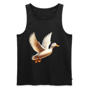 Canard ékiné de Pékin - Débardeur bio Premium Homme - noir - Devant - AI Model Male 178 light (178cm)