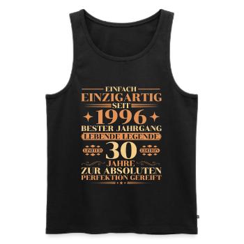 Einzigartig seit 1996 – Legende 30. Geburtstag - Männer Premium Bio Tank Top - Schwarz - Vorne - AI Model Male 178 light (178cm)