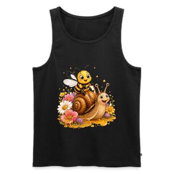 Biene Honig Imker Honigwabe Blumen Wiese Insekt - Männer Premium Bio Tank Top - Schwarz - Vorne - Michal (187cm)