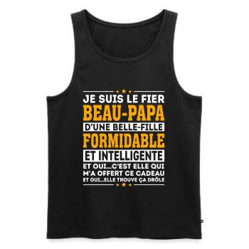 Beau Père Cadeau humour personnalisé - Débardeur bio Premium Homme - noir - Devant - AI Model Male 178 light (178cm)