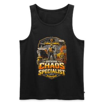 Hafenarbeiter Dockside Chaos Specialist - Männer Premium Bio Tank Top - Schwarz - Vorne - AI Model Male 178 light (178cm)