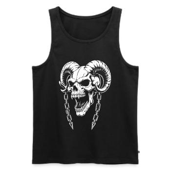 Skull with Horns Ram Skull - Men's Premium Organic Tank Top - black - Front - AI Model Male 178 light (178cm)