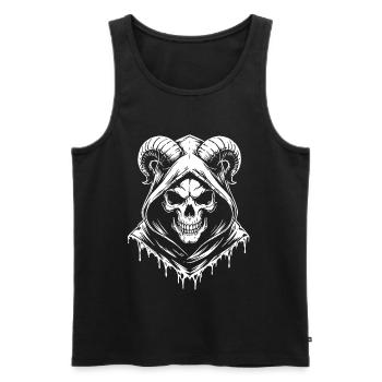 Skull with Horns Ram Skull - Men's Premium Organic Tank Top - black - Front - AI Model Male 178 light (178cm)