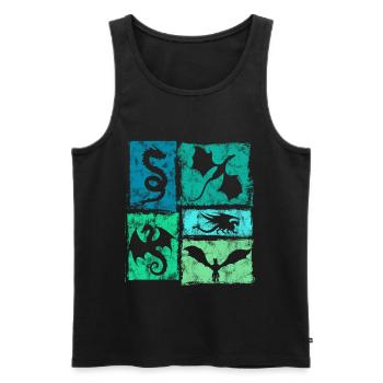 Drachen Retro Grafik - Mystische Fabelwesen - Männer Premium Bio Tank Top - Schwarz - Vorne - AI Model Male 178 light (178cm)