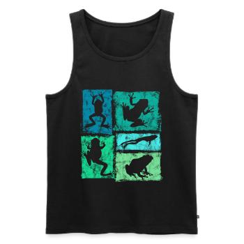 Retro Frosch Grafik - Frösche In Bewegung - Männer Premium Bio Tank Top - Schwarz - Vorne - AI Model Male 178 light (178cm)