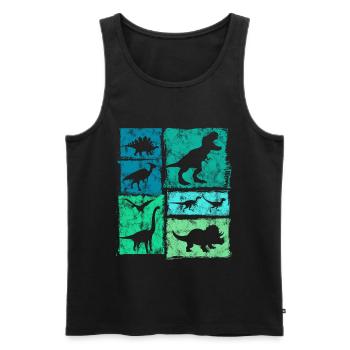 Vintage Dinosaur Types Graphic - Cute Dinos - Men's Premium Organic Tank Top - black - Front - AI Model Male 178 light (178cm)