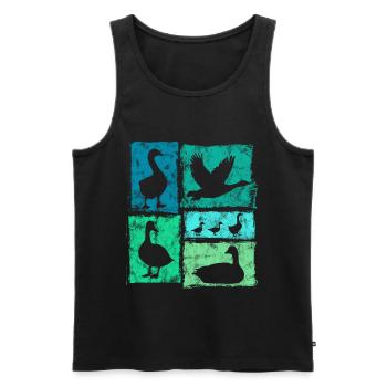 Geese Perspectives Retro Farm Graphic - Men's Premium Organic Tank Top - black - Front - AI Model Male 178 light (178cm)