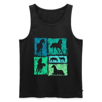 Pferde Retro Grafik für Reiter und Voltigierer - Männer Premium Bio Tank Top - Schwarz - Vorne - Michal (187cm)
