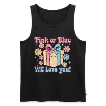 Geschlechterenthüllung Pink oder Blau Wir lieben dich Babyparty - Männer Premium Bio Tank Top - Schwarz - Vorne - Michal (187cm)
