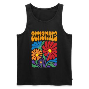 Sunshine Blumen 70er Jahre Retro - Männer Premium Bio Tank Top - Schwarz - Vorne - AI Model Male 178 light (178cm)