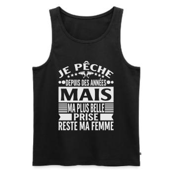 Pêche Pêcheur Cadeau humour personnalisé - Débardeur bio Premium Homme - noir - Devant - Michal (187cm)