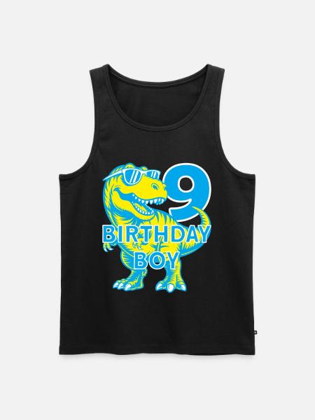 DINO 9 YEARS DINOSAUR 9TH BIRTHDAY - Men's Premium Organic Tank Top - black