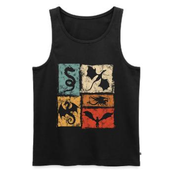 Drachen Vintage Grafik - Mystische Fabelwesen - Männer Premium Bio Tank Top - Schwarz - Vorne - Michal (187cm)