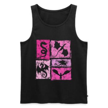 Drachen Grafik Mystische Fabelwesen - Vintage Stil - Männer Premium Bio Tank Top - Schwarz - Vorne - Michal (187cm)