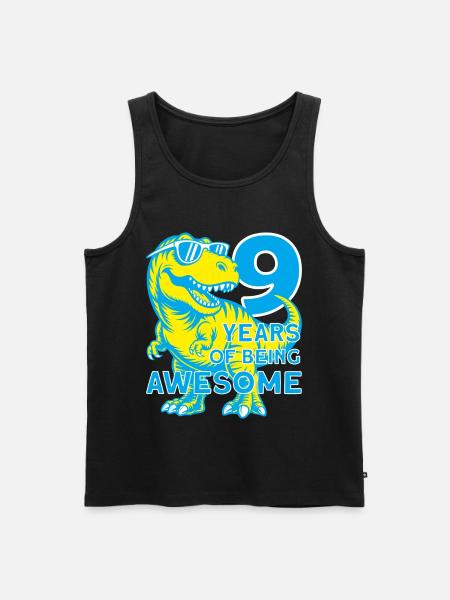 DINO 9 YEARS DINOSAUR 9TH BIRTHDAY - Men's Premium Organic Tank Top - black