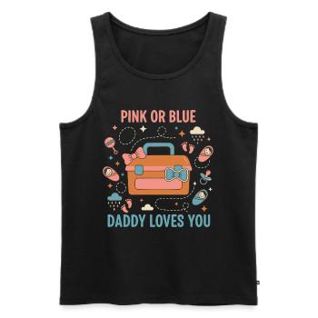 Révélation du genre : rose ou bleu Papa t’aime, bébé - Débardeur bio Premium Homme - noir - Devant - AI Model Male 178 light (178cm)