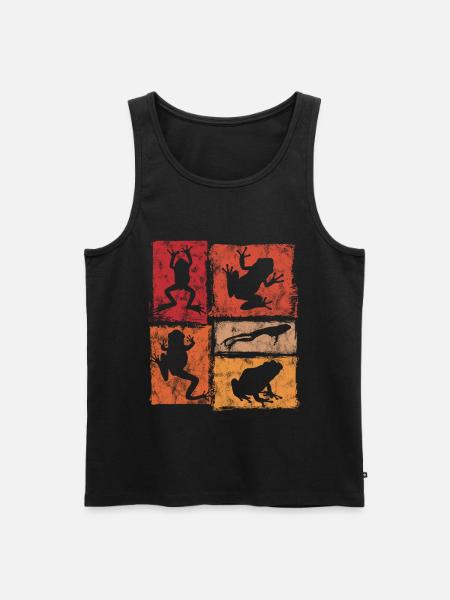 Frogs Retro Graphic - Frog Silhouettes - Men's Premium Organic Tank Top - black