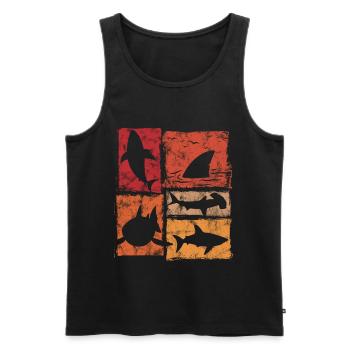Hai Silhouetten in Perspektive Grafik - Männer Premium Bio Tank Top - Schwarz - Vorne - Michal (187cm)