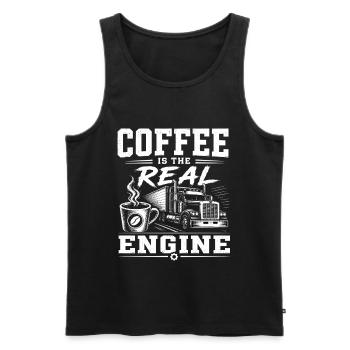Chauffeur de camion Road Caféine - Débardeur bio Premium Homme - noir - Devant - Michal (187cm)