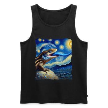 Blauzungenskink Starry Night - Männer Premium Bio Tank Top - Schwarz - Vorne - AI Model Male 178 light (178cm)