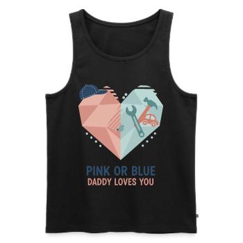 Révélation du genre : rose ou bleu Papa t’aime, bébé - Débardeur bio Premium Homme - noir - Devant - AI Model Male 178 light (178cm)