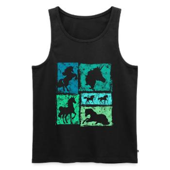 Einhorn in Perspektiven – Retro-Stil Mit Sternen - Männer Premium Bio Tank Top - Schwarz - Vorne - AI Model Male 178 light (178cm)
