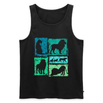 Lions Silhouettes Retro Style Graphic - Men's Premium Organic Tank Top - black - Front - AI Model Male 178 light (178cm)