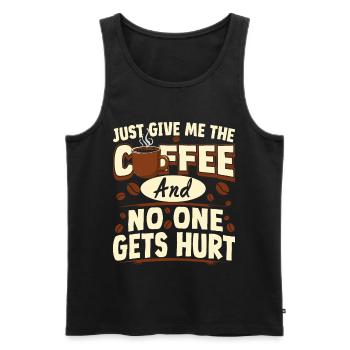 Donne-moi juste le café. Plus drôle - Débardeur bio Premium Homme - noir - Devant - Michal (187cm)