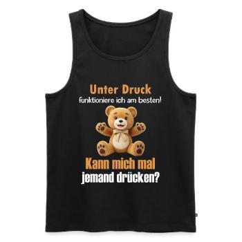 Unter Druck funktioniere ich am besten Teddy Bär - Männer Premium Bio Tank Top - Schwarz - Vorne - AI Model Male 178 light (178cm)