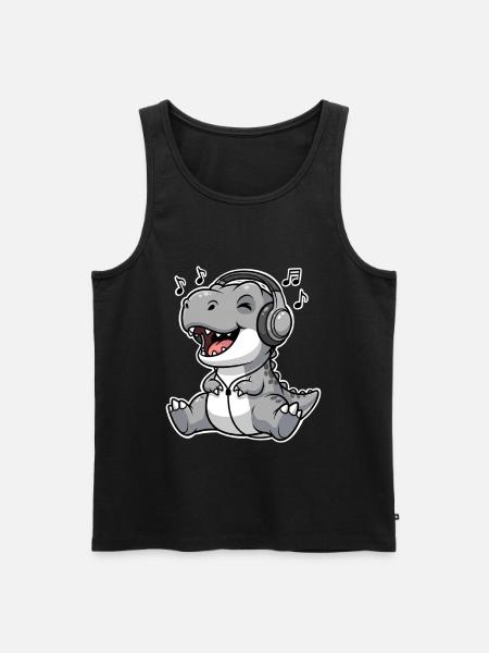 T Rex Musik Hören  - Männer Premium Bio Tank Top - Schwarz