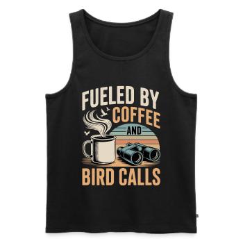 Kaffee, Vogelstimmen und Fernglas - Männer Premium Bio Tank Top - Schwarz - Vorne - AI Model Male 178 light (178cm)