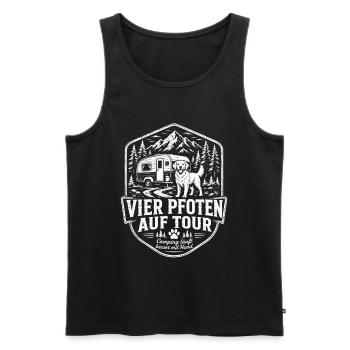 Camping mit Hund Vier Pfoten auf Tour Shirt - Männer Premium Bio Tank Top - Schwarz - Vorne - AI Model Male 178 light (178cm)
