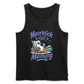 Möwe Meerblick statt Meinung Shirt - Männer Premium Bio Tank Top - Schwarz - Vorne - Michal (187cm)