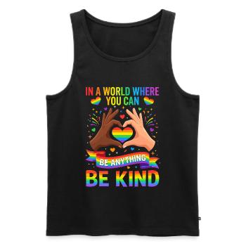 Be Kind, Pride, Rainbow, Equality, LGBT - Men's Premium Organic Tank Top - black - Front - Michal (187cm)