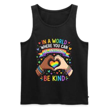 Be Kind, Pride, Rainbow, Equality, LGBT - Men's Premium Organic Tank Top - black - Front - Michal (187cm)