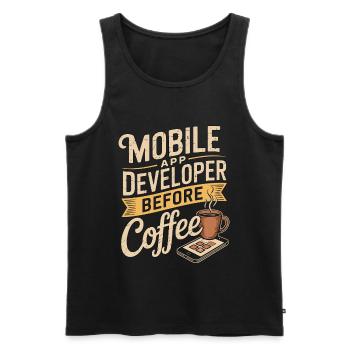 Mobile App Developer Before Coding Coffee Lover - Men's Premium Organic Tank Top - black - Front - Michal (187cm)