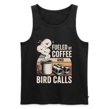 Kaffeeenergie und Vogelruf - Männer Premium Bio Tank Top - Schwarz - Vorne - AI Model Male 178 light (178cm)