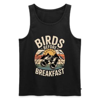 Des oiseaux avant le petit-déjeuner - Débardeur bio Premium Homme - noir - Devant - Michal (187cm)