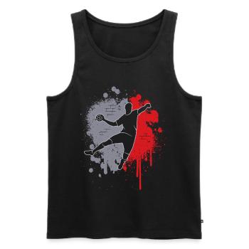 Handballspieler Handballer Farbklecks Handball - Männer Premium Bio Tank Top - Schwarz - Vorne - Michal (187cm)