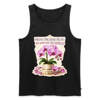 Meine Orchidee blüht, ich nehme diese Auszeichnung - Männer Premium Bio Tank Top - Schwarz - Vorne - Michal (187cm)