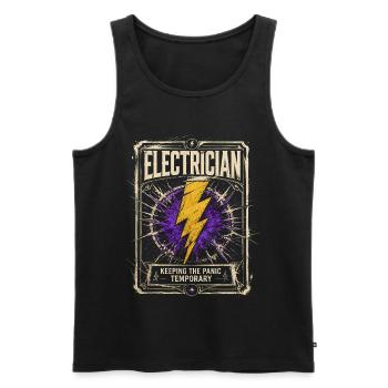Funny Electrician Quote Retro Workshop Design - Men's Premium Organic Tank Top - black - Front - Michal (187cm)