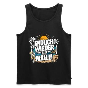 Mallorca Urlaub Strand Palmen Sommer Vintage - Männer Premium Bio Tank Top - Schwarz - Vorne - Michal (187cm)