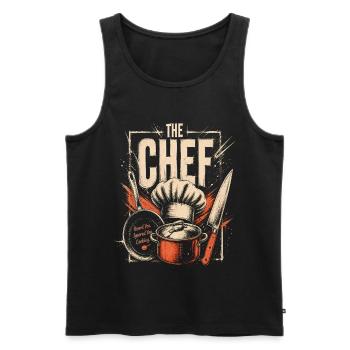 Funny Chef Cooking Quote Retro Kitchen Design - Men's Premium Organic Tank Top - black - Front - AI Model Male 178 light (178cm)