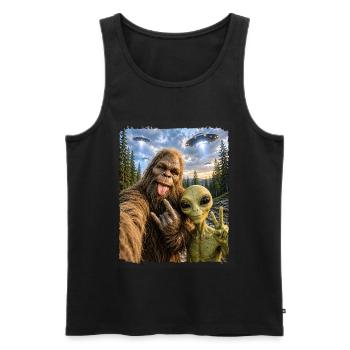Bigfoot, Alien Rocker, Musique Rock, Main de Rock, OVNI - Débardeur bio Premium Homme - noir - Devant - Michal (187cm)